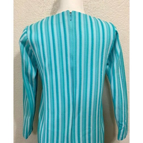 Handmade Vintage 80s Blue Long Sleeve Dress - Picture 6 of 6